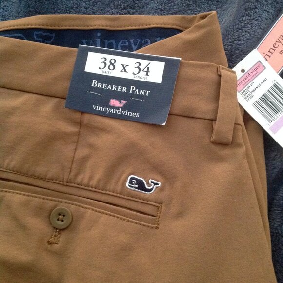 Vineyard Vines Men's 38x34 Brown Performance Breaker Pants - New With Tags - Picture 1 of 7